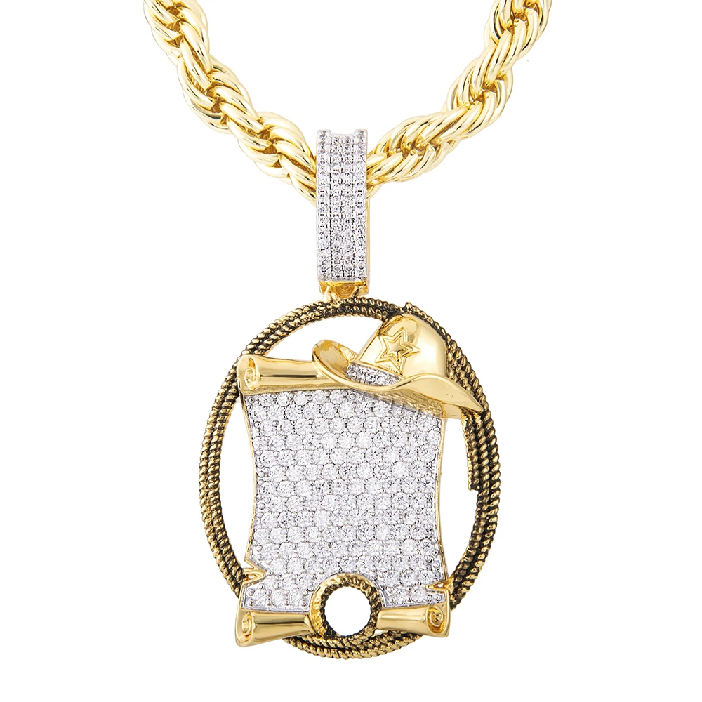 VANAXIN Iced Out Western Cowboy Hat Pendant Necklace for Men Women 18K Gold Plated Cubic Zirconia Urban Jewelry Rope Chain
VANAXIN Iced Out Western Cowboy Hat Pendant Necklace for Men Women 18K Gold Plated Cubic Zirconia Urban Jewelry Rope Chain