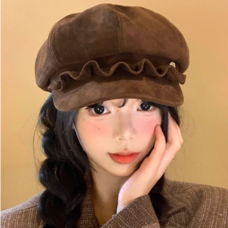 Korean Ins Sweet Pleated Lace Suede Octagonal Berets Women's Autumn and Winter Retro Versatile Large Version Warm Painter Hat
Korean Ins Sweet Pleated Lace Suede Octagonal Berets Women's Autumn and Winter Retro Versatile Large Version Warm Painter Hat