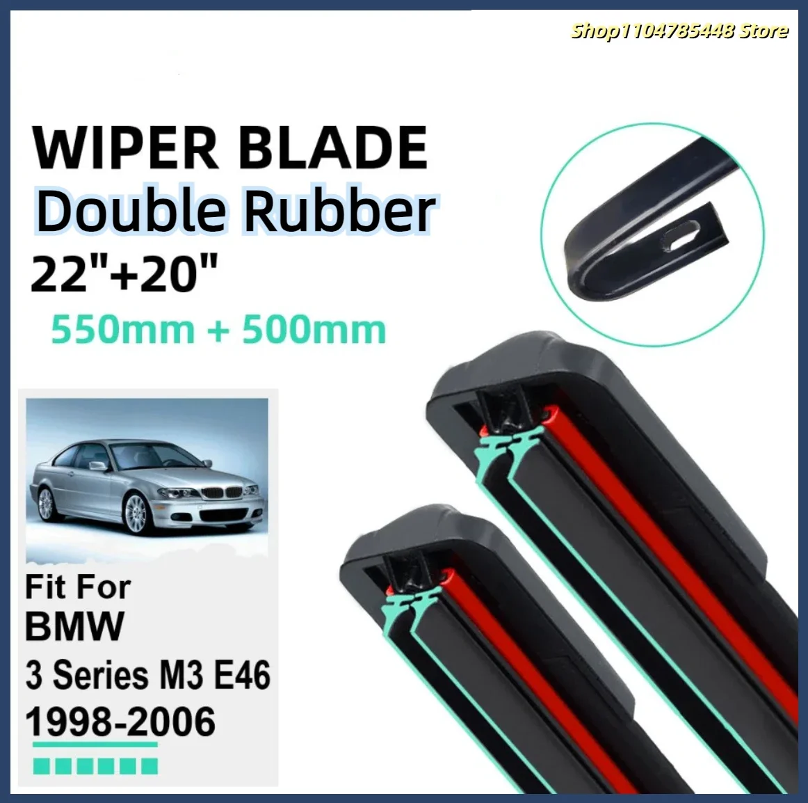 Double Rubber Car Wiper Blades for BMW 3 Series M3 E46 1998-2006 Front Windscreen Windshield Rubber Car Accessories 2005 2006
Double Rubber Car Wiper Blades for BMW 3 Series M3 E46 1998-2006 Front Windscreen Windshield Rubber Car Accessories 2005 2006