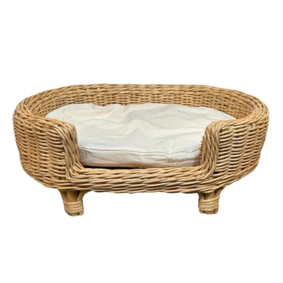 Indoor pet bed for cats and small dogs handmade natural rattan beige durable and stylish design 19 x 14 x 6
Indoor pet bed for cats and small dogs handmade natural rattan beige durable and stylish design 19 x 14 x 6
