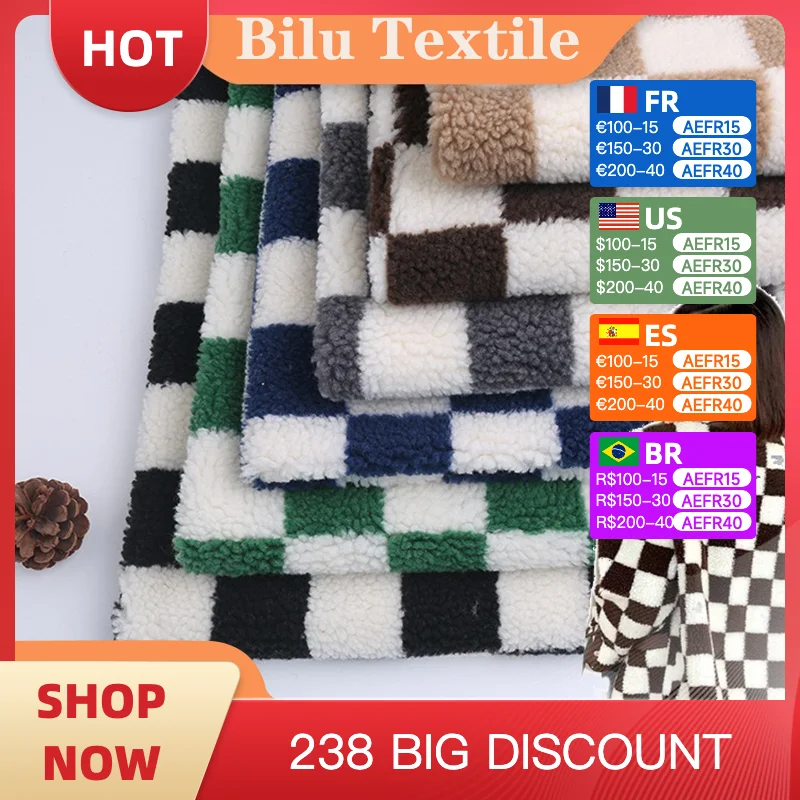 Checkered jacquard polyester new item Lamb plush knitted fabric manual DIY sewing clothing loose coat warm hoodie fabric
Checkered jacquard polyester new item Lamb plush knitted fabric manual DIY sewing clothing loose coat warm hoodie fabric