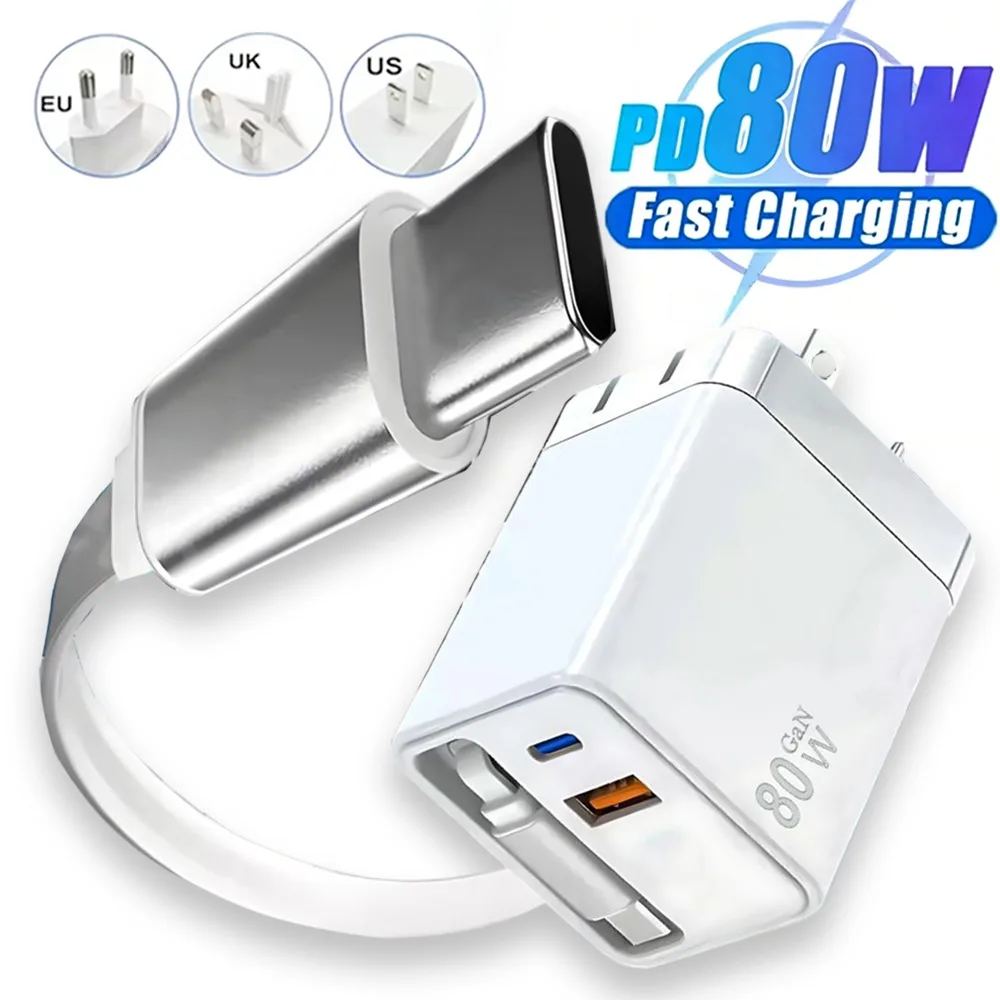 80W GaN USB C Charger with 67cm Retractable Type C Cable US/EU/UK Fast Charger for IPhone 17 16 15 Samsung Xiaomi Huawei Laptop
80W GaN USB C Charger with 67cm Retractable Type C Cable US/EU/UK Fast Charger for IPhone 17 16 15 Samsung Xiaomi Huawei Laptop