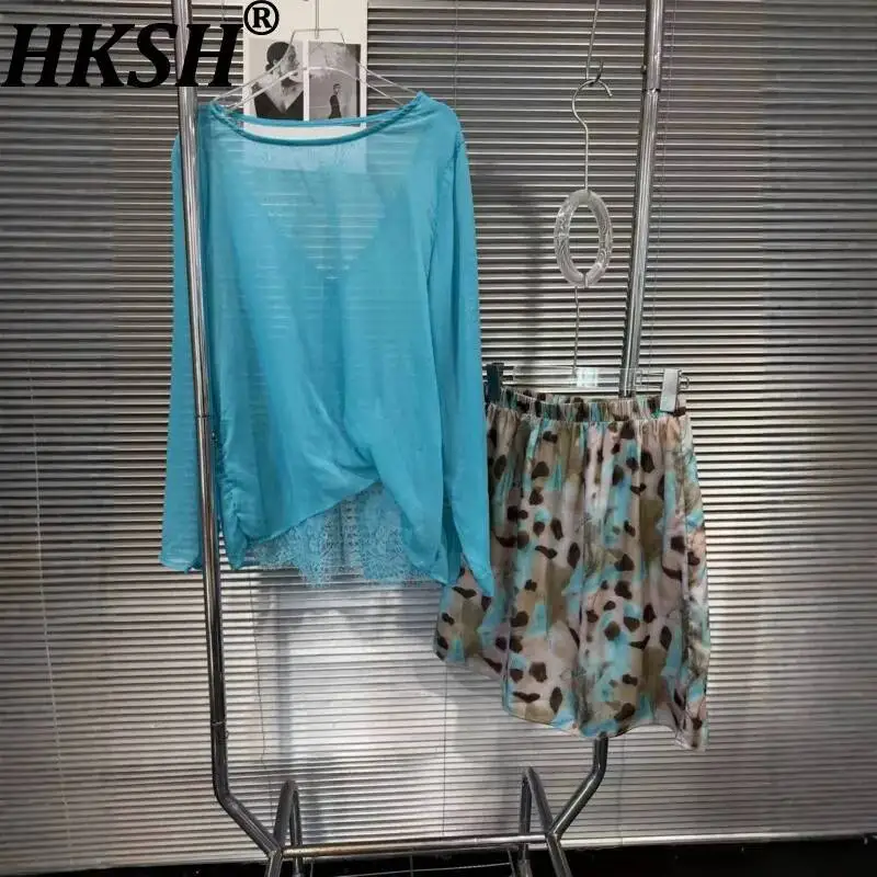 HKSH Women Set Fashion Solid Color Lace Patchwork Sheer Long Sleeve T-shirt Trendy Chic Tie Dye Leopard Print Mini Skirt HK24896
HKSH Women Set Fashion Solid Color Lace Patchwork Sheer Long Sleeve T-shirt Trendy Chic Tie Dye Leopard Print Mini Skirt HK24896
