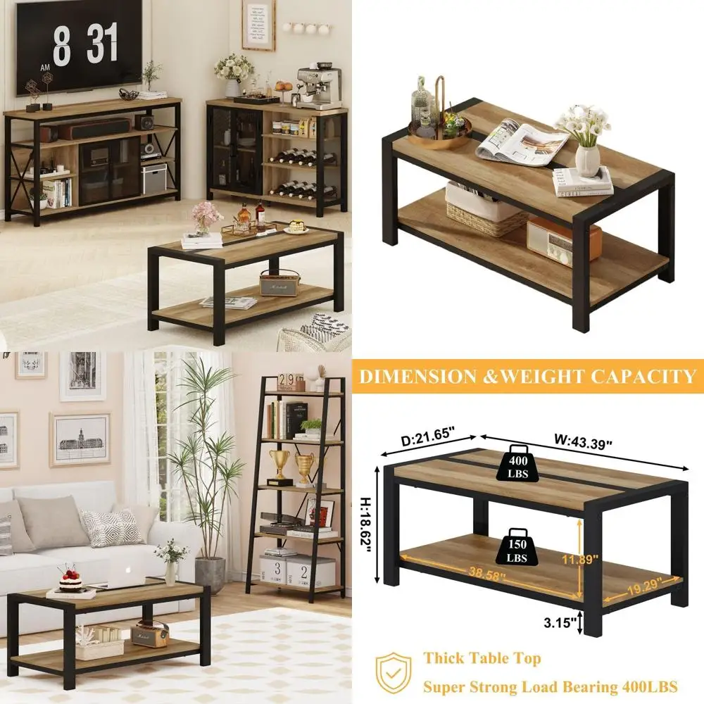 Vintage Oak 43 Inch Coffee Table: Wooden and Metal Living Room Centerpiece for Small Spaces
Vintage Oak 43 Inch Coffee Table: Wooden and Metal Living Room Centerpiece for Small Spaces