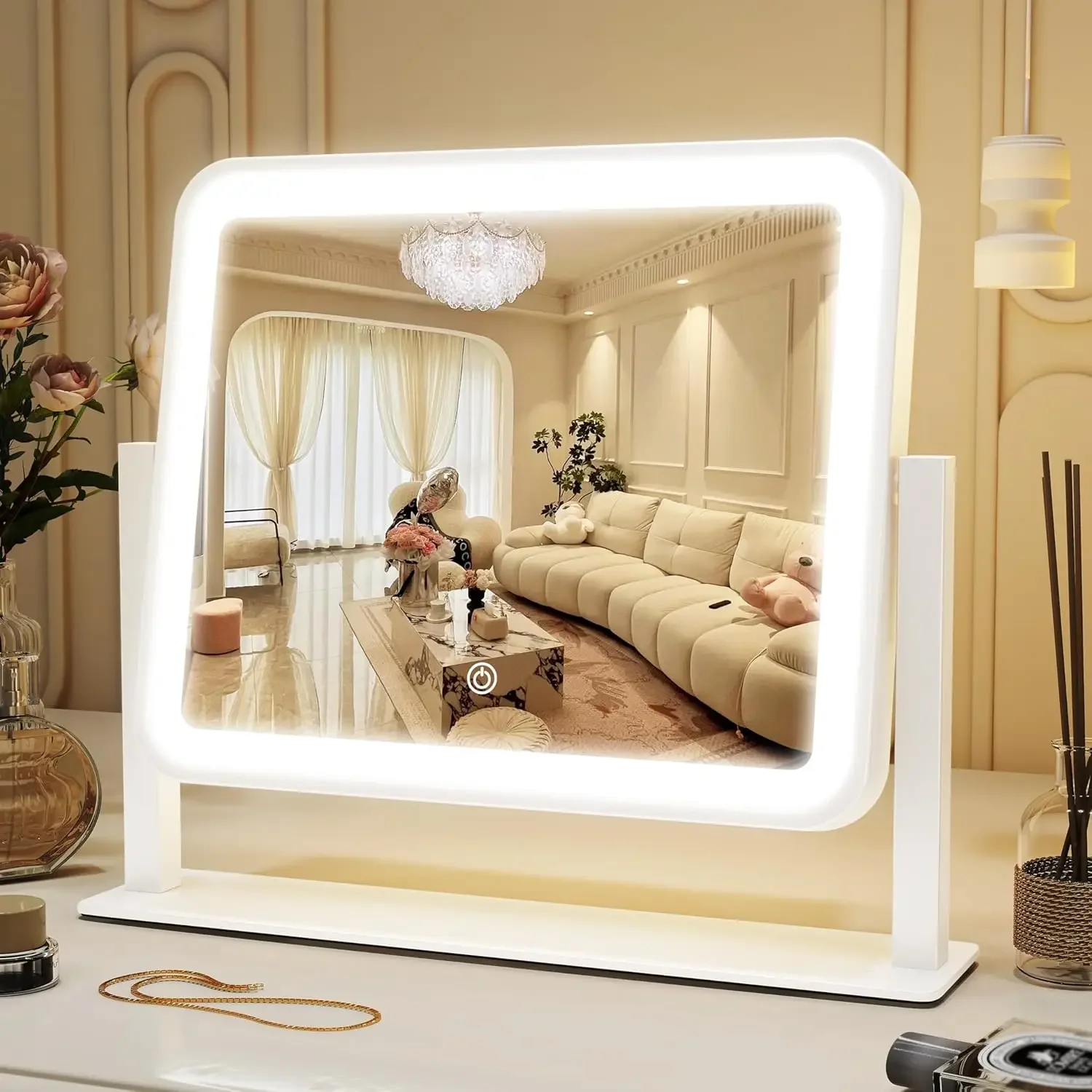 14x12 LED Vanity Mirror, Smart Touch Control 3 Colors Dimmable, Lighted Makeup Mirror for Desk
14x12 LED Vanity Mirror, Smart Touch Control 3 Colors Dimmable, Lighted Makeup Mirror for Desk