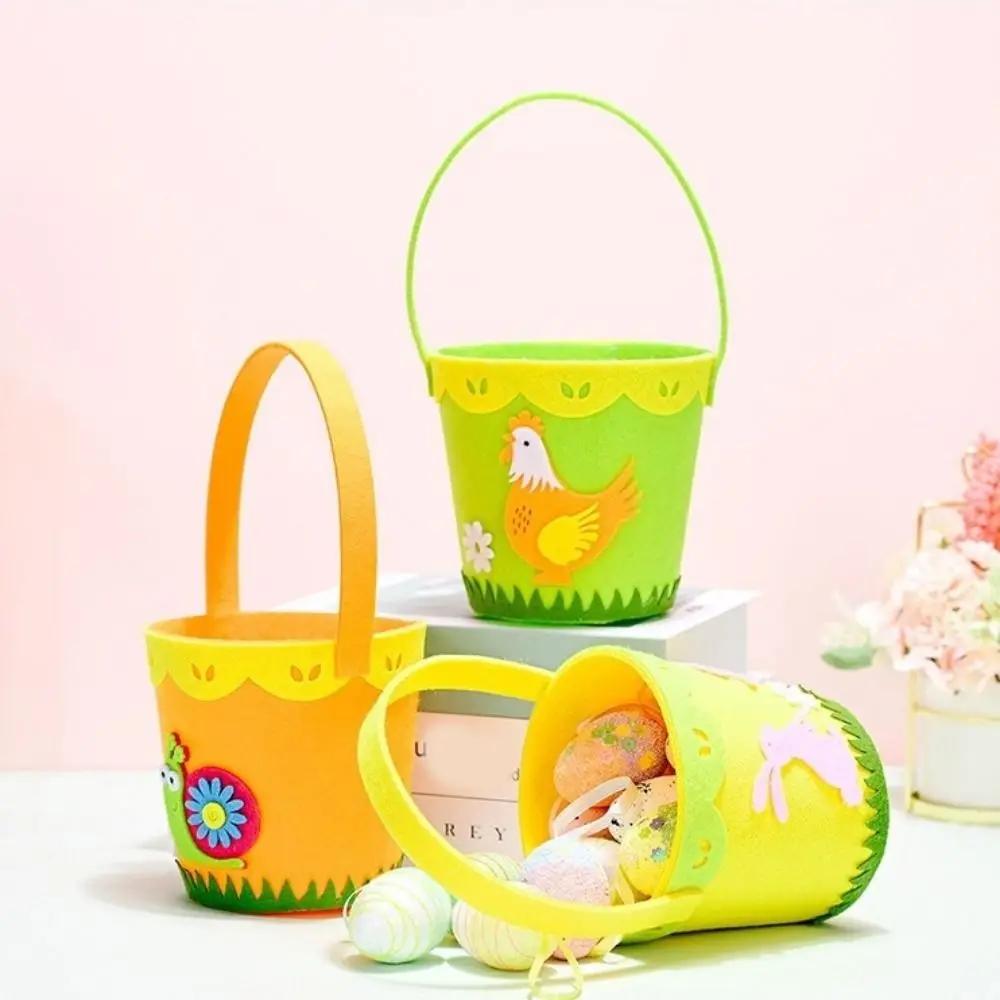 Cartoon Easter Felt Basket Rabbit Snail Chicken Pattern Colorful Rabbit Egg Basket Soft with Handle Chicken Egg Hunt Basket
Cartoon Easter Felt Basket Rabbit Snail Chicken Pattern Colorful Rabbit Egg Basket Soft with Handle Chicken Egg Hunt Basket