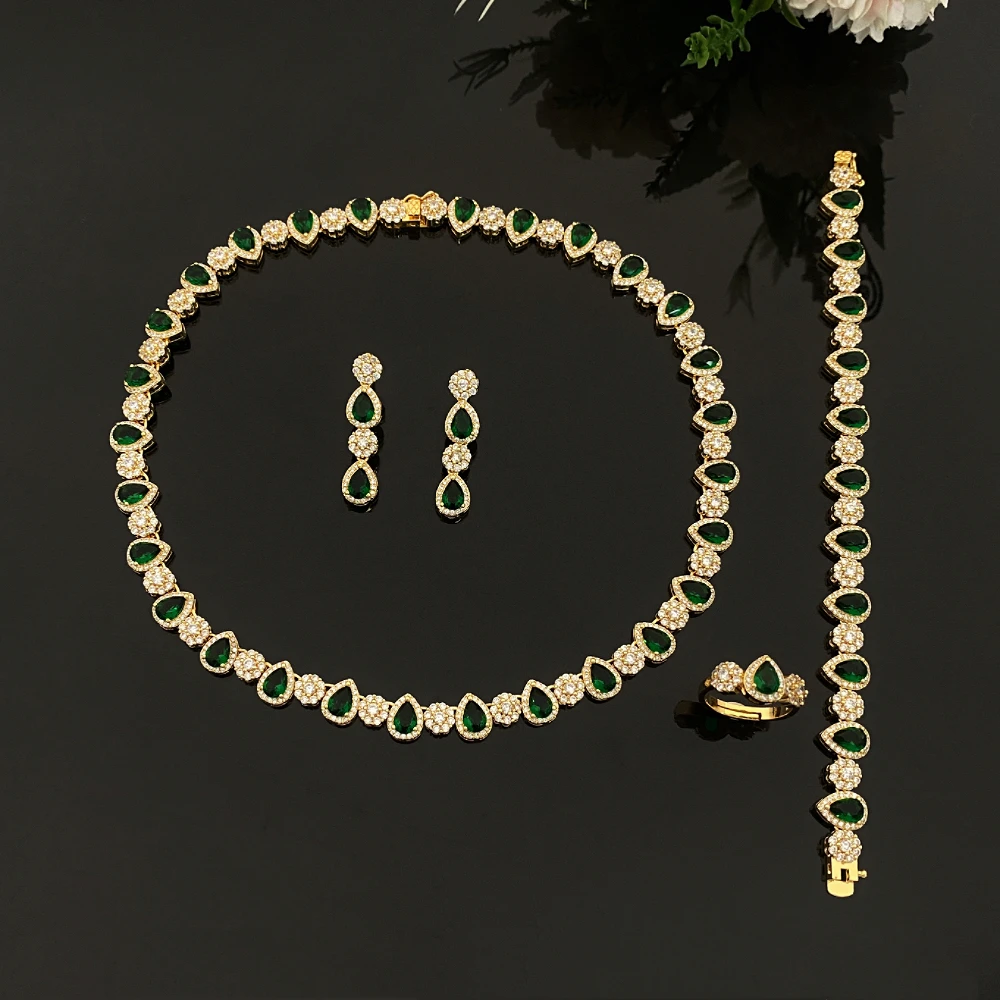 JRH Minimalist Stackable Gold Plated Brass Zircon 4PCS Jewelry Set Bracelet Ring Necklace Earrings for Women Trendy Fashion
JRH Minimalist Stackable Gold Plated Brass Zircon 4PCS Jewelry Set Bracelet Ring Necklace Earrings for Women Trendy Fashion