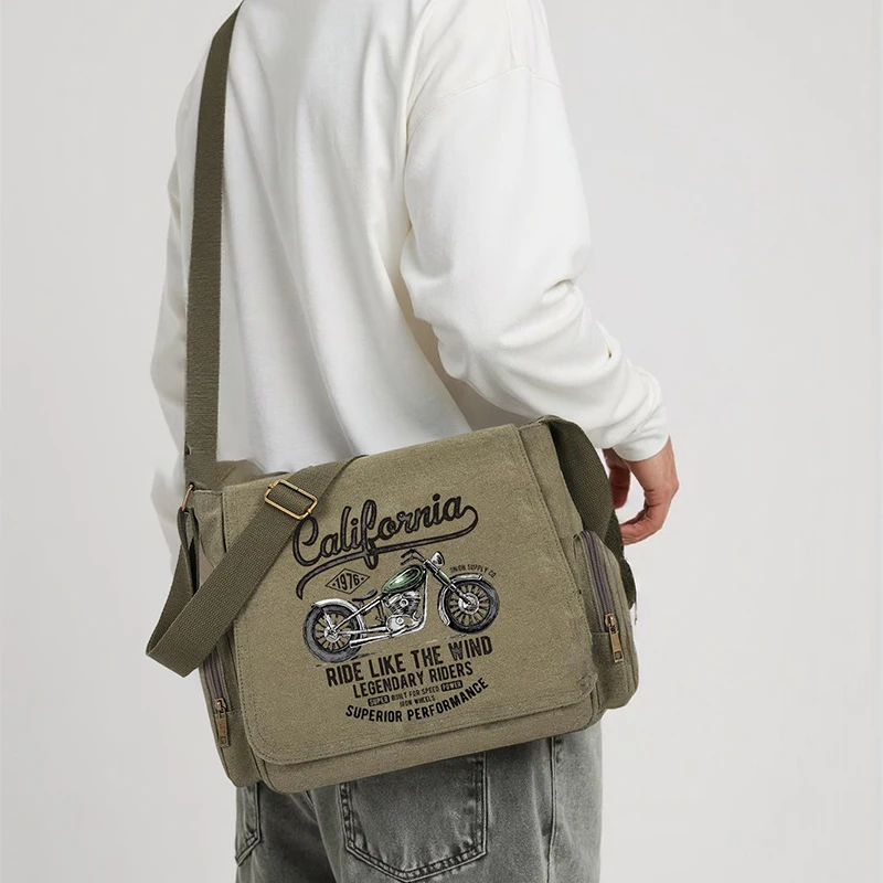 Vintage Men Canvas Messenger Bag Crossbody Bags Unisex Motorcycle Print Shoudler Bag Large Capacity Commuting Bag
Vintage Men Canvas Messenger Bag Crossbody Bags Unisex Motorcycle Print Shoudler Bag Large Capacity Commuting Bag