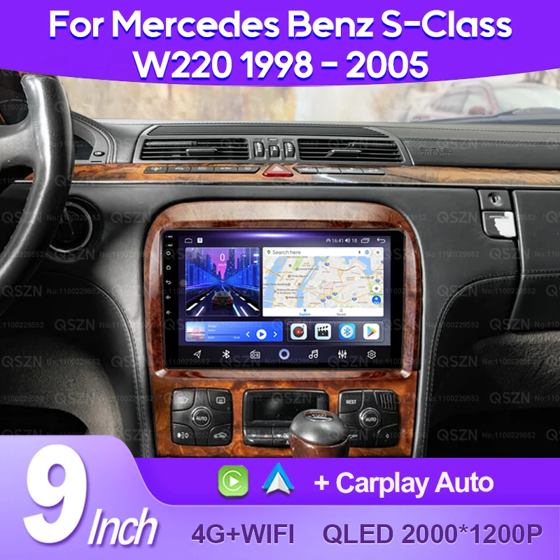 QSZN для Benz S-Class W220 1998-2005 2K QLED Android 13 Автомобильный радиоприемник Мультимедийный видеоплеер GPS AI Голосовой CarPlay Головный блок 4G
QSZN для Benz S-Class W220 1998-2005 2K QLED Android 13 Автомобильный радиоприемник Мультимедийный видеоплеер GPS AI Голосовой CarPlay Головный блок 4G