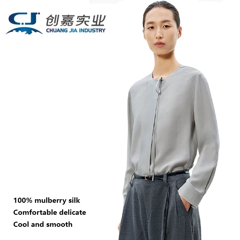 Natural Silk Women's Shirt Long-sleeved Axial Collar Tie-on Blouse, Suitable Business Casual Wear Outside the Home Elegant Style
Natural Silk Women's Shirt Long-sleeved Axial Collar Tie-on Blouse, Suitable Business Casual Wear Outside the Home Elegant Style