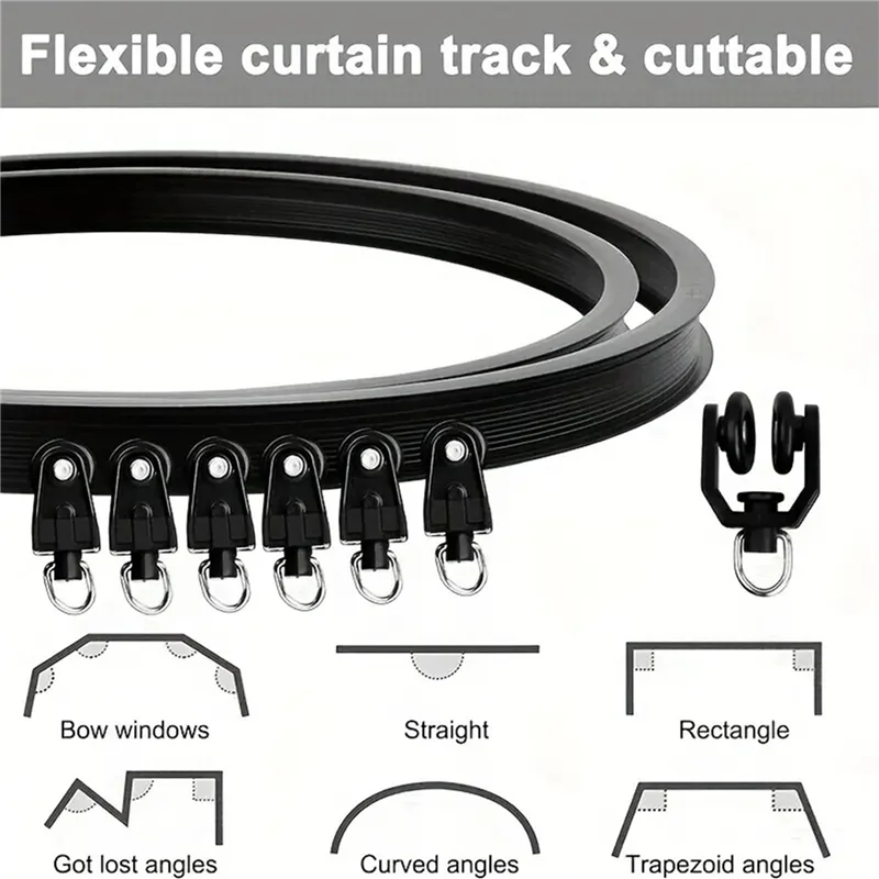 A50U 2X Flexible Bendable Curtain Track, Ceiling Wall Mounted, Black Curved Heavy Duty RV Sliding Curtain Track 5Meter
A50U 2X Flexible Bendable Curtain Track, Ceiling Wall Mounted, Black Curved Heavy Duty RV Sliding Curtain Track 5Meter