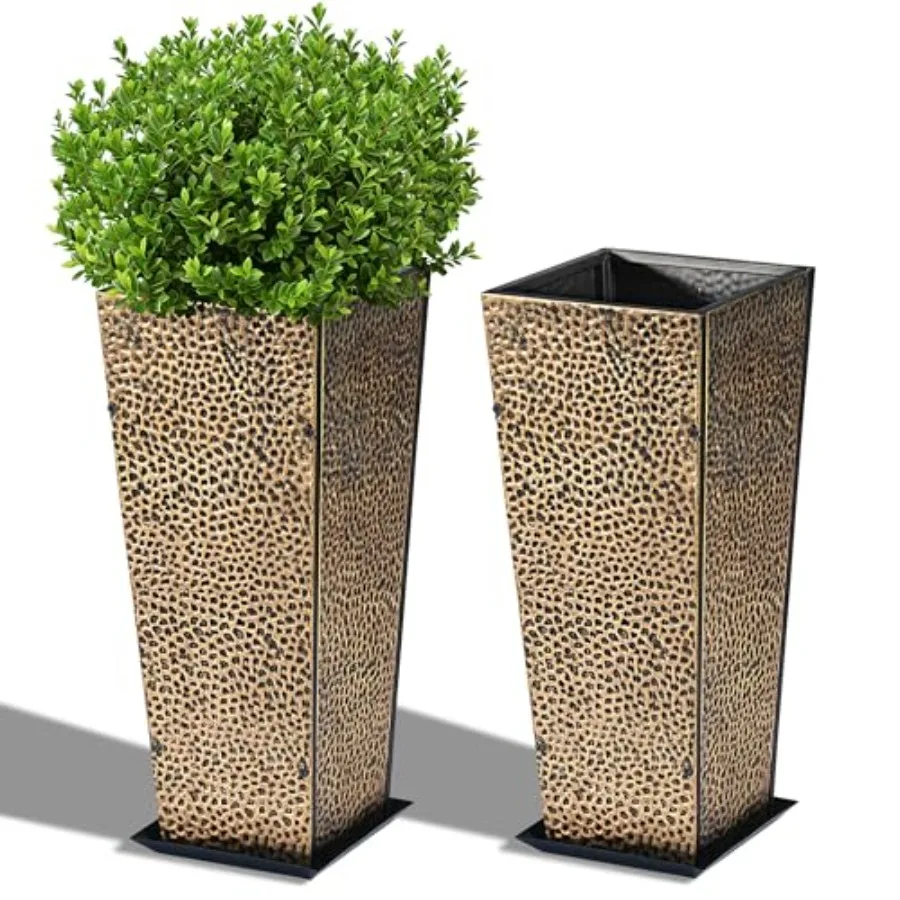 2-Pack 24 Tall Metal Planter for OutdoorIndoor Garden Porch Patio Yard Hand-Hammered Textured Copper Brown-Black Finish Rust-Re
2-Pack 24 Tall Metal Planter for OutdoorIndoor Garden Porch Patio Yard Hand-Hammered Textured Copper Brown-Black Finish Rust-Re