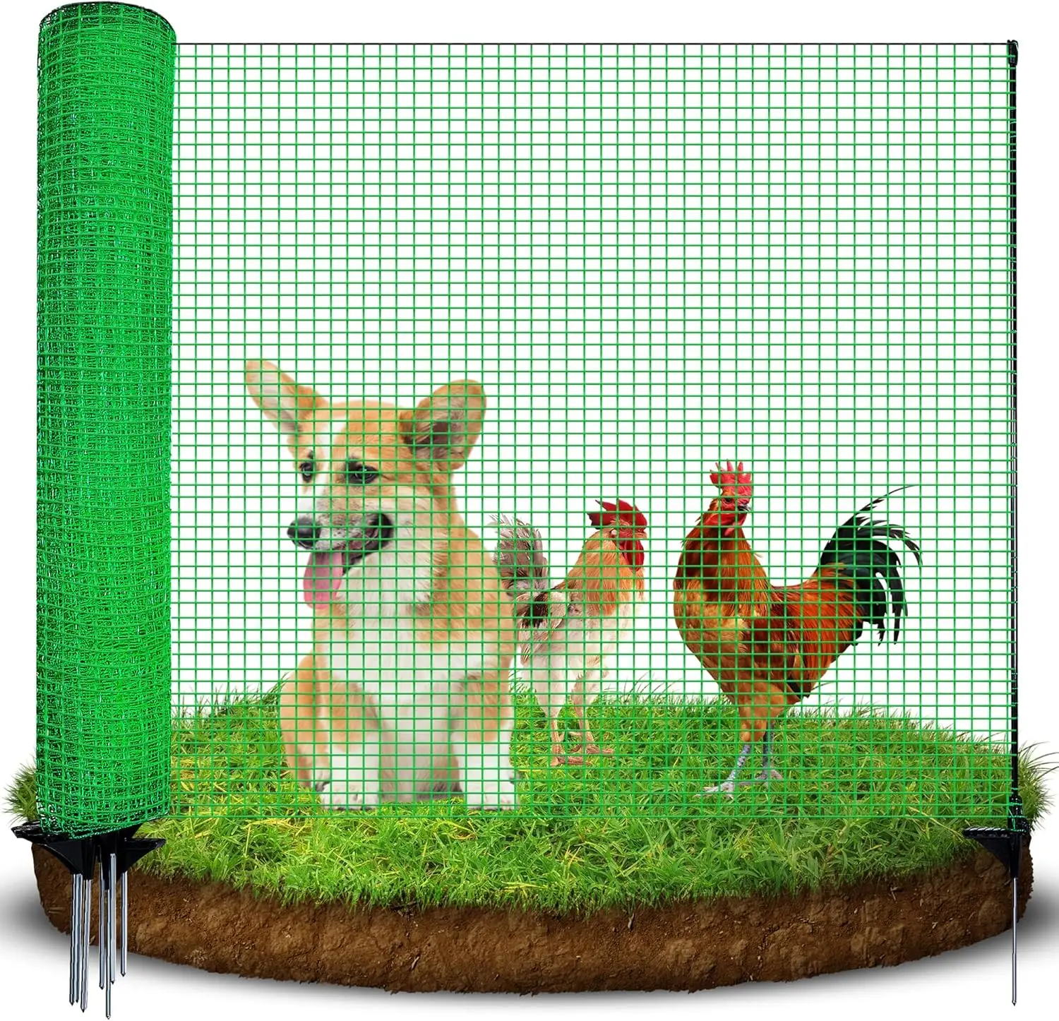 4'x50' Portable Plastic Garden Fence with Fiberglass Stakes, Windbreak Rope for Dogs, Animals Barrier, Green Temporary Fencing
4'x50' Portable Plastic Garden Fence with Fiberglass Stakes, Windbreak Rope for Dogs, Animals Barrier, Green Temporary Fencing