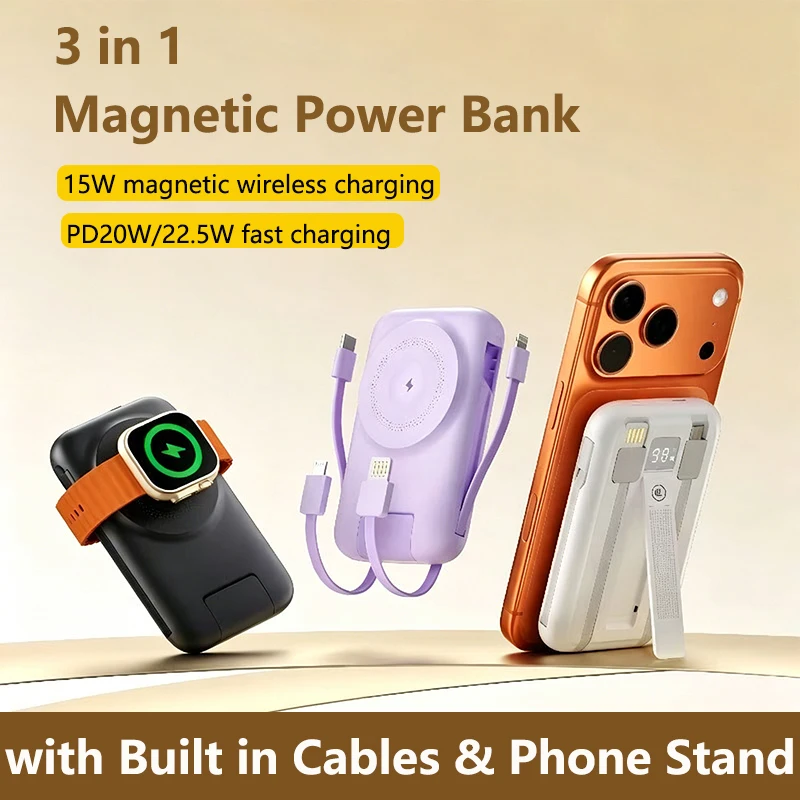 3in1 Magnetic Power Bank For Apple Watch Wireless Fast Charger with Cable Stand Powerbank for Magsafe for iPhone iWatch Airpods
3in1 Magnetic Power Bank For Apple Watch Wireless Fast Charger with Cable Stand Powerbank for Magsafe for iPhone iWatch Airpods
