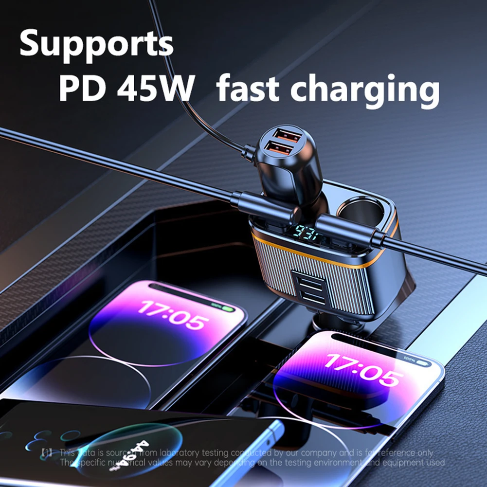 Car Charger Plug Dual USB Ports Type-C 145W PD Fast Charging Adapter For Phone Dual USB Ports And A Type-C PD Fast Charging
Car Charger Plug Dual USB Ports Type-C 145W PD Fast Charging Adapter For Phone Dual USB Ports And A Type-C PD Fast Charging