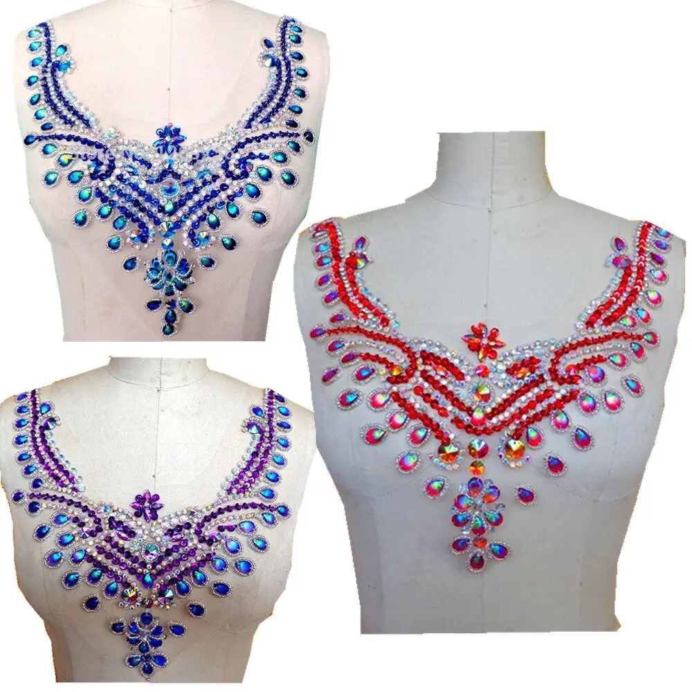 Multi-Colour Hand-Sewn Rhinestone Sequined V Neck Collar Appliqued with Beadwork DIY Bridal Trims Embellishments Accessories
Multi-Colour Hand-Sewn Rhinestone Sequined V Neck Collar Appliqued with Beadwork DIY Bridal Trims Embellishments Accessories