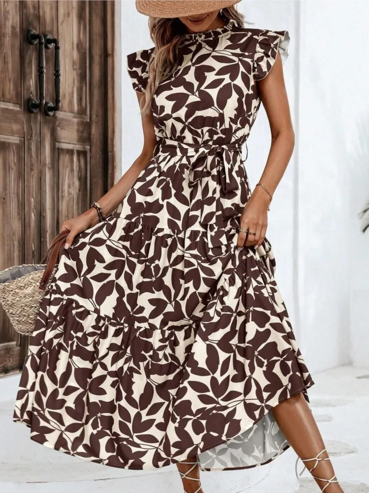 New Summer Elegant Women's Floral Mid-length Dress Fashion Stand-up Collar Flying Sleeve Tie Dress Casual Beach Holiday Dresses
New Summer Elegant Women's Floral Mid-length Dress Fashion Stand-up Collar Flying Sleeve Tie Dress Casual Beach Holiday Dresses