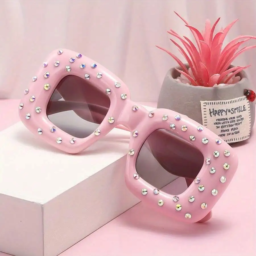 Womens Pink Square Sunglasses With Rhinestone Decoration For Party And Casual Wear
Womens Pink Square Sunglasses With Rhinestone Decoration For Party And Casual Wear