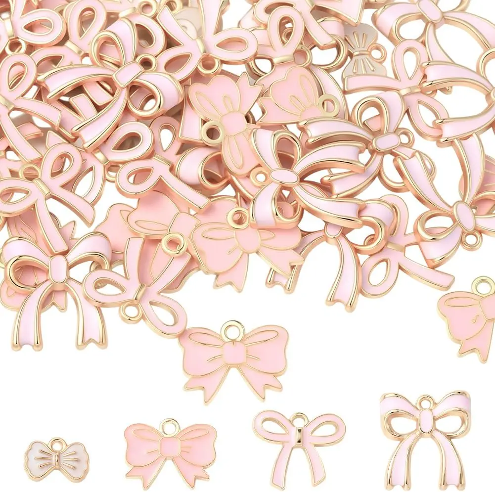 1 Box 4 Style 40-80Pcs Romantic Charm Enamel Flat Bowknot Charms Pink Bow Pendants Bulk for Women Jewelry Making Earrings Neckla
1 Box 4 Style 40-80Pcs Romantic Charm Enamel Flat Bowknot Charms Pink Bow Pendants Bulk for Women Jewelry Making Earrings Neckla