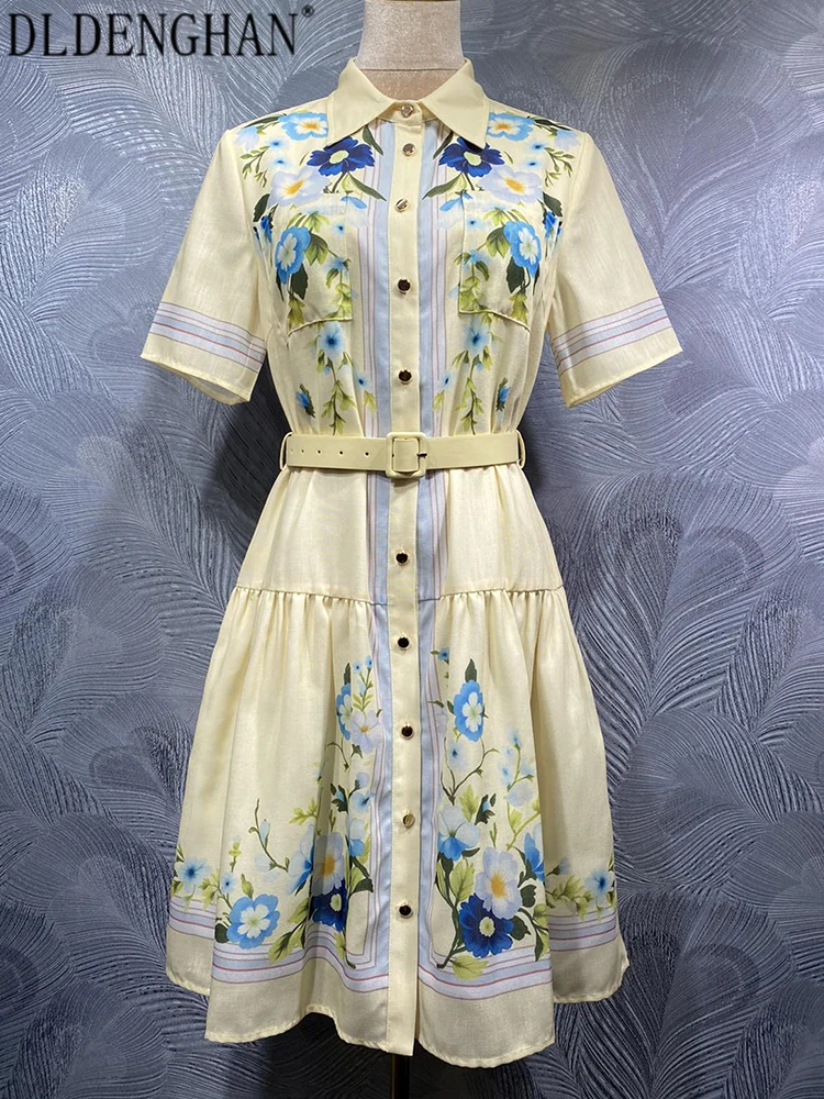 DLDENGHAN Women Lapel Short Sleeves Single Breasted Print Accessories Sashes Spring Summer High Street Dresses
DLDENGHAN Women Lapel Short Sleeves Single Breasted Print Accessories Sashes Spring Summer High Street Dresses