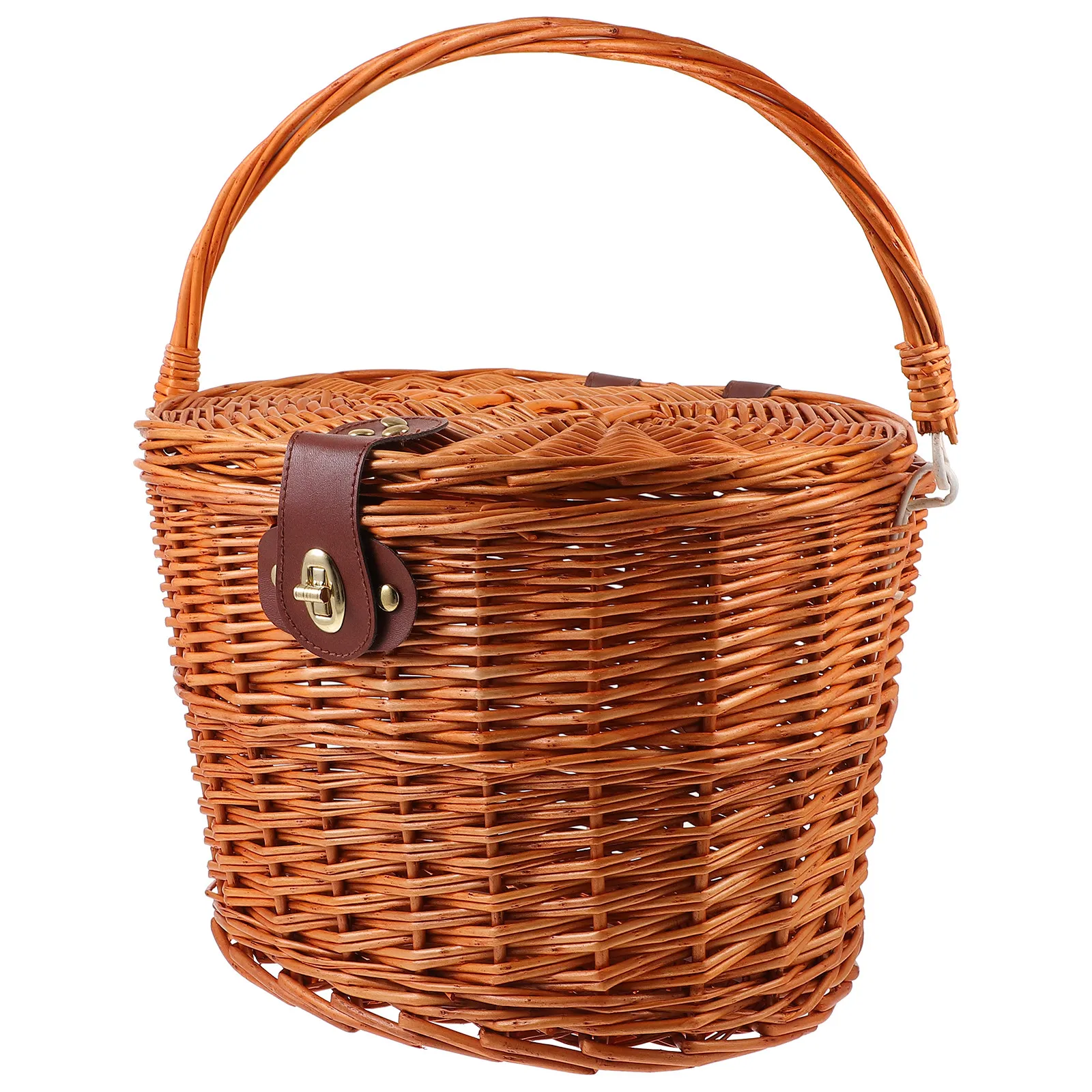 Wicker Front Handlebar Bike Basket Brown Style Large Space Front Box Lid Carry Books Bag Picnic Basket for Bicycle
Wicker Front Handlebar Bike Basket Brown Style Large Space Front Box Lid Carry Books Bag Picnic Basket for Bicycle
