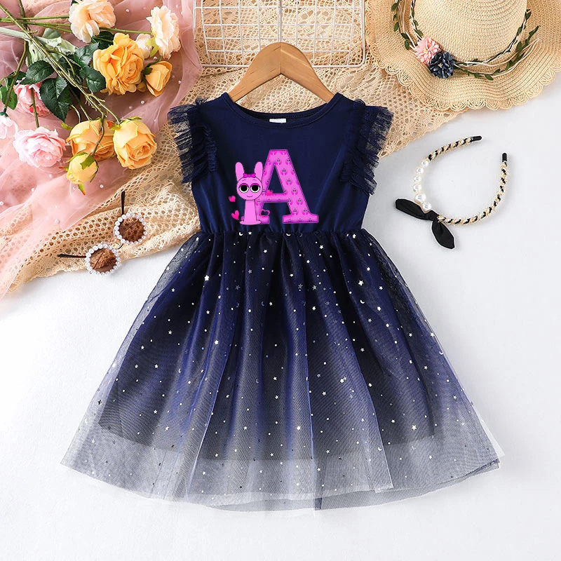 Sprunki Summer Dresses 26 Letters Dress Female Mesh Star Sequins Princess Dresse Party Dress Woman Cute Clothes Birthday Gift
Sprunki Summer Dresses 26 Letters Dress Female Mesh Star Sequins Princess Dresse Party Dress Woman Cute Clothes Birthday Gift