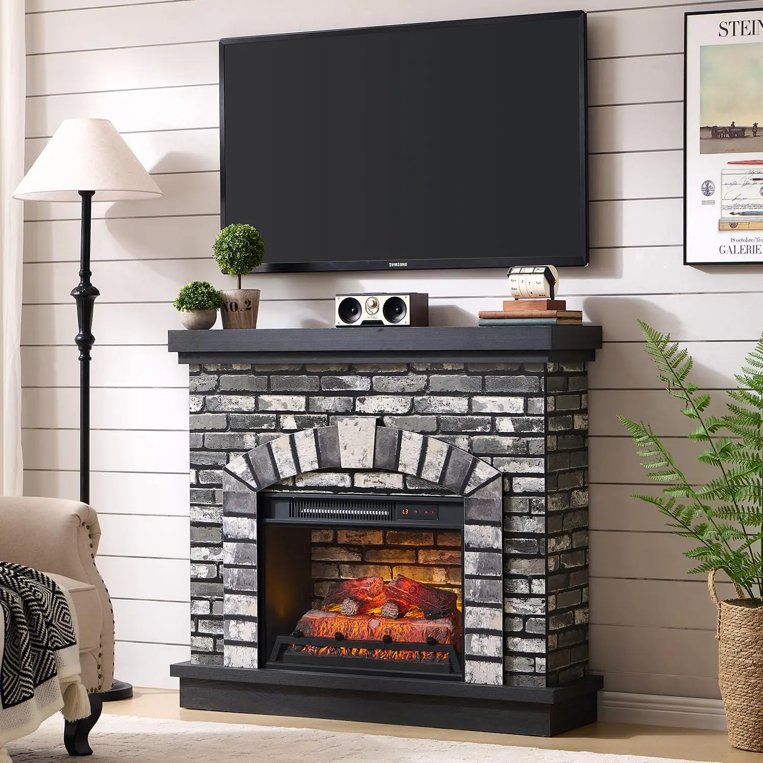Farmhouse Electric Fireplace with Mantel, 42" Fireplace TV Stand w/23'' Freestanding Electric Fireplace Heater,Remote Control, A
Farmhouse Electric Fireplace with Mantel, 42" Fireplace TV Stand w/23'' Freestanding Electric Fireplace Heater,Remote Control, A