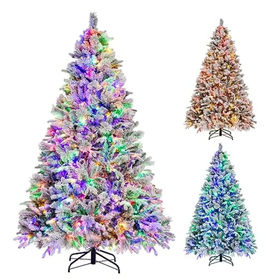 7ft Pre-Lit Snow Flocked Christmas Tree, Artificial Hinged Xmas Tree with 320 Multi-Color LED Lights, 8 Lighting Modes, 1270 Br
7ft Pre-Lit Snow Flocked Christmas Tree, Artificial Hinged Xmas Tree with 320 Multi-Color LED Lights, 8 Lighting Modes, 1270 Br