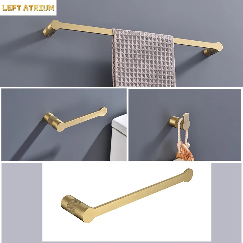 High Quality Brushed Gold Knurled Brass Kit Towel Bar Ring Robe Hook Paper Holder Towel Ring Bathroom Hardware Accessories Set
High Quality Brushed Gold Knurled Brass Kit Towel Bar Ring Robe Hook Paper Holder Towel Ring Bathroom Hardware Accessories Set
