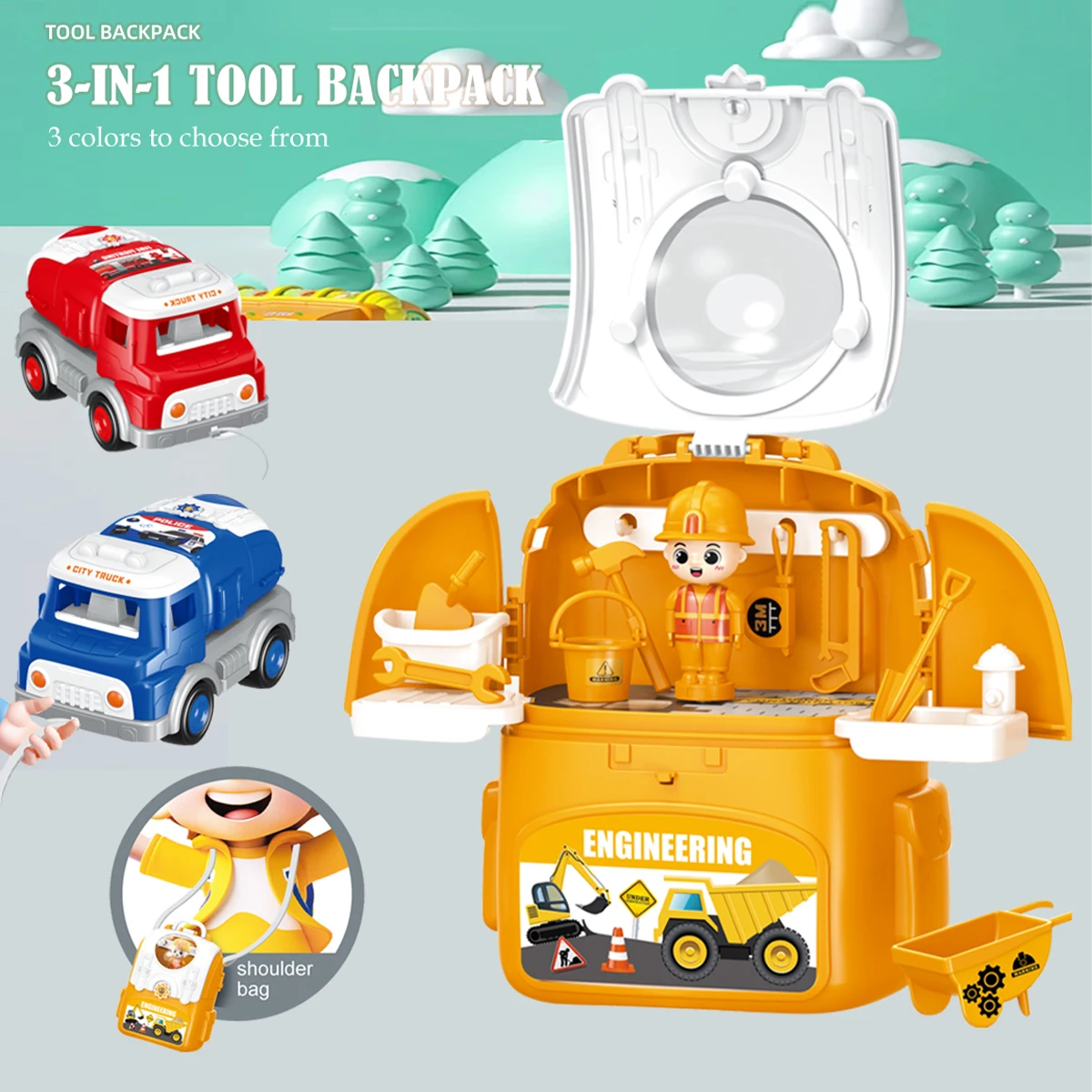 DIY Package Car Engineering Backpack, Mini Storage Play House Toy Car Bag Engineering Fire Fighting Police Style Model Toys Gift
DIY Package Car Engineering Backpack, Mini Storage Play House Toy Car Bag Engineering Fire Fighting Police Style Model Toys Gift