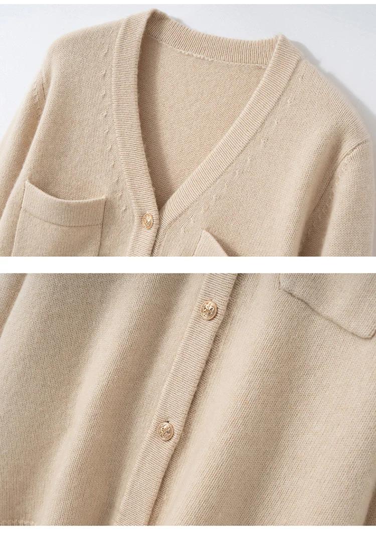 MEETCC Women's 100% Cashmere Sweater V Neck Buttoned Cardigan Pockets Buttons Decorate Autumn Winter Warm Outerwearn Grace Tops
MEETCC Women's 100% Cashmere Sweater V Neck Buttoned Cardigan Pockets Buttons Decorate Autumn Winter Warm Outerwearn Grace Tops