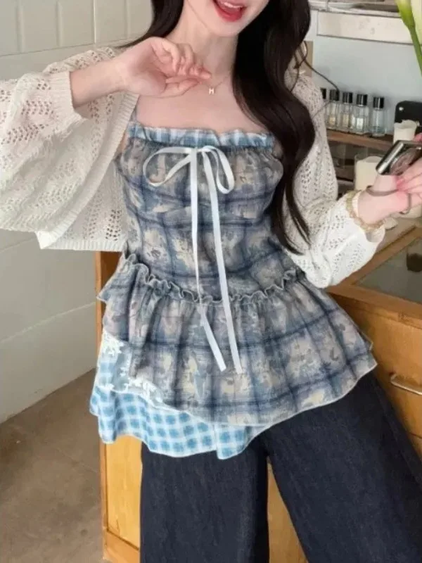 Summer New Plaid Knitted Top And Skirt Set plus Size Women Korean Style Hollow out Retro Fashionable Ensemble for Adults
Summer New Plaid Knitted Top And Skirt Set plus Size Women Korean Style Hollow out Retro Fashionable Ensemble for Adults