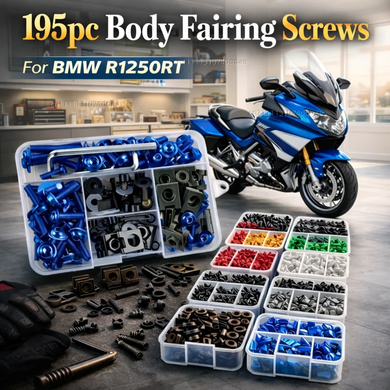 195pcs Motorcycle Fairing Bolts Body Screws Nuts For BMW R1250RT R1250 RT R 1250RT 2004-2013 Kit Aluminum CNC Fasteners Clips
195pcs Motorcycle Fairing Bolts Body Screws Nuts For BMW R1250RT R1250 RT R 1250RT 2004-2013 Kit Aluminum CNC Fasteners Clips