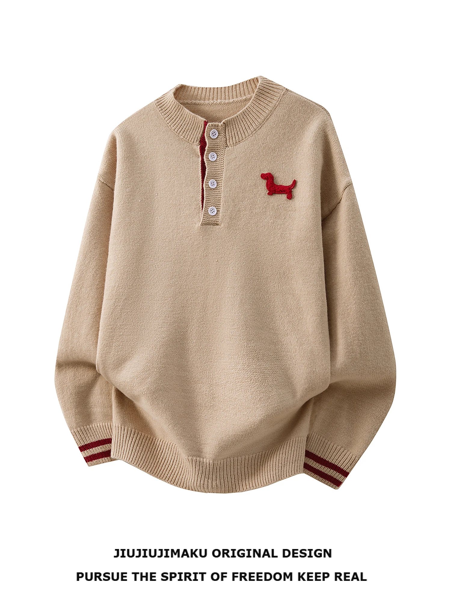 American Retro Dog Sweater Loose Fit Overhead Henry Collar Knitted Winter Streetwear Lazy Sle Faion Brand Men Women
American Retro Dog Sweater Loose Fit Overhead Henry Collar Knitted Winter Streetwear Lazy Sle Faion Brand Men Women