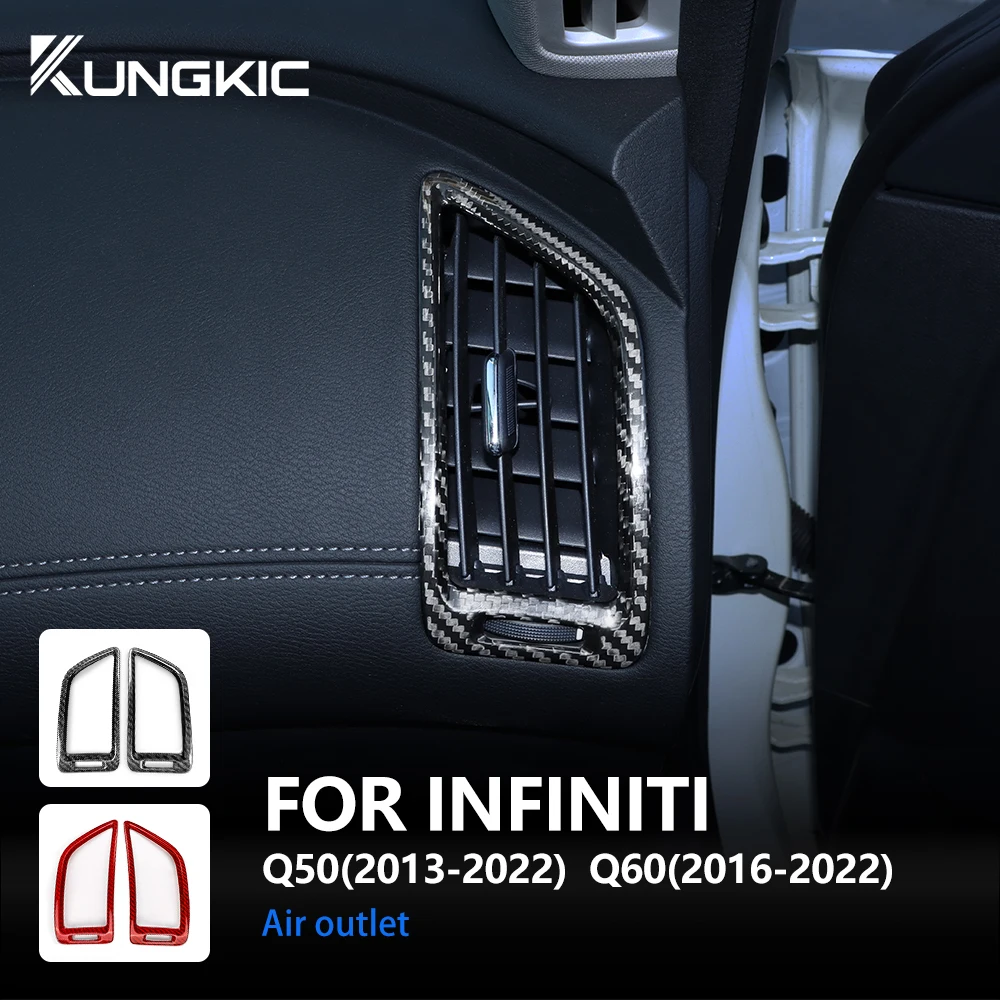 Наклейки для автомобильной консоли Infiniti Q50 2013-2022 Q60 2016-2022 из натурального твердого углеродного волокна, боковые наклейки на вентиляционные отверстия, аксессуары для отделки