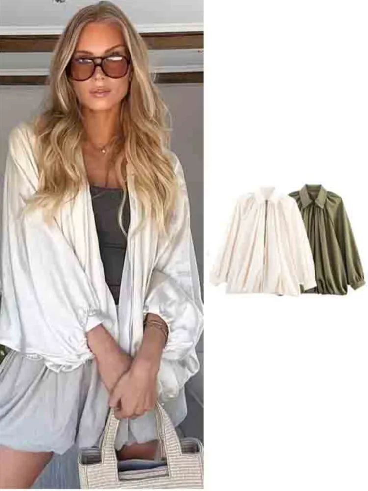 Loose Puffed Bomber Jacket For Women Vintage Fashion Casual Pleated Turn-down Collar Lantern Sleeve Zipper Coat Spring 2025 New
Loose Puffed Bomber Jacket For Women Vintage Fashion Casual Pleated Turn-down Collar Lantern Sleeve Zipper Coat Spring 2025 New