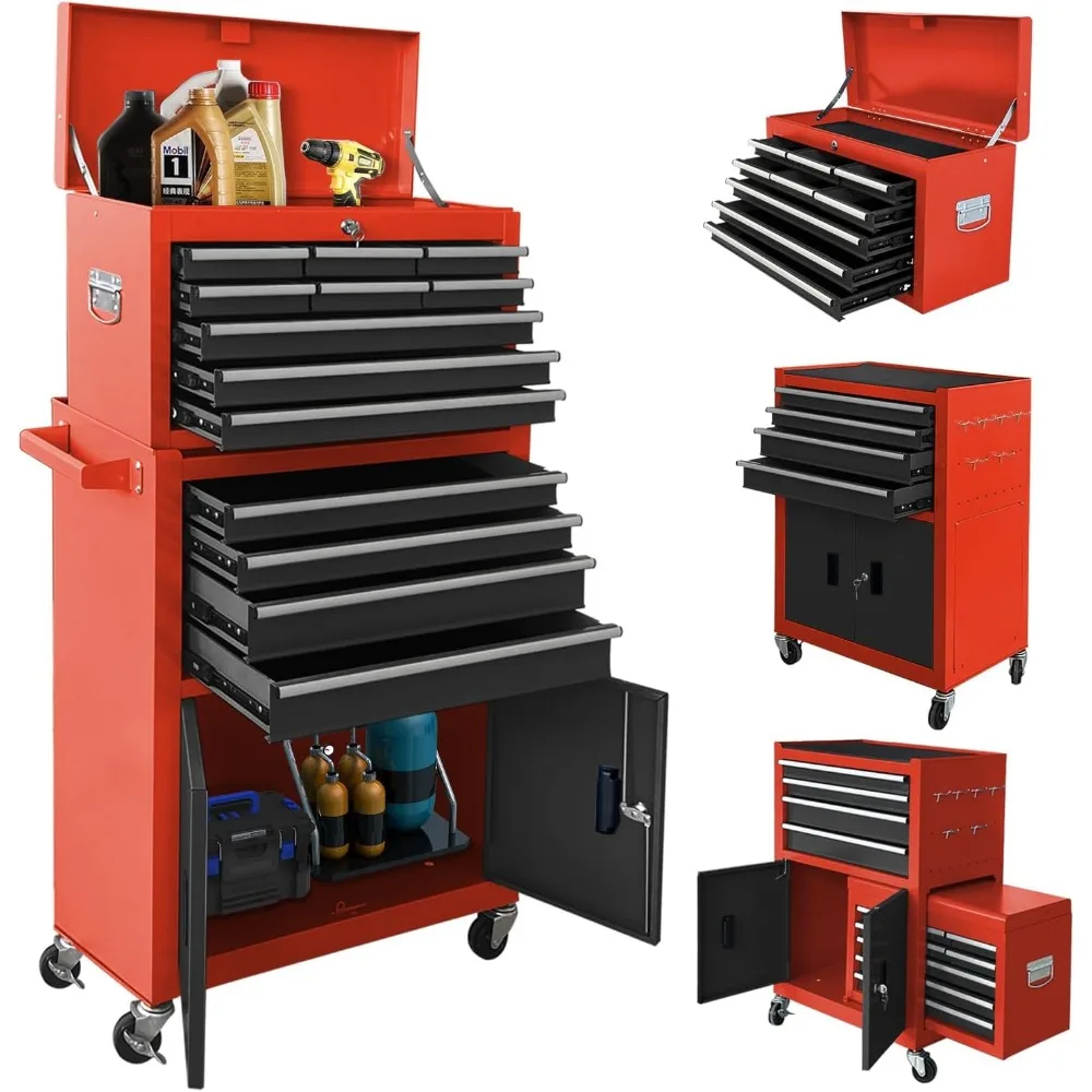 13-Drawer Rolling Tool Chest with Double Doors, 2 in 1 Detachable Rolling Tool Chest Combo, Mobile Tool Cabinet with Drawers, Me
13-Drawer Rolling Tool Chest with Double Doors, 2 in 1 Detachable Rolling Tool Chest Combo, Mobile Tool Cabinet with Drawers, Me