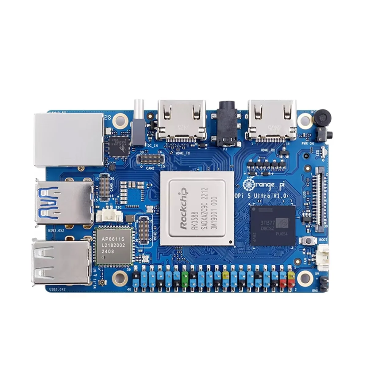 Practical For 5 Ultra Development Board LPDDR5 Rockchip RK3588, 6 TOPS NPU,PCIE 2.5G LAN,WiFi 6E,M.2 M-Key Slot Board A
Practical For 5 Ultra Development Board LPDDR5 Rockchip RK3588, 6 TOPS NPU,PCIE 2.5G LAN,WiFi 6E,M.2 M-Key Slot Board A