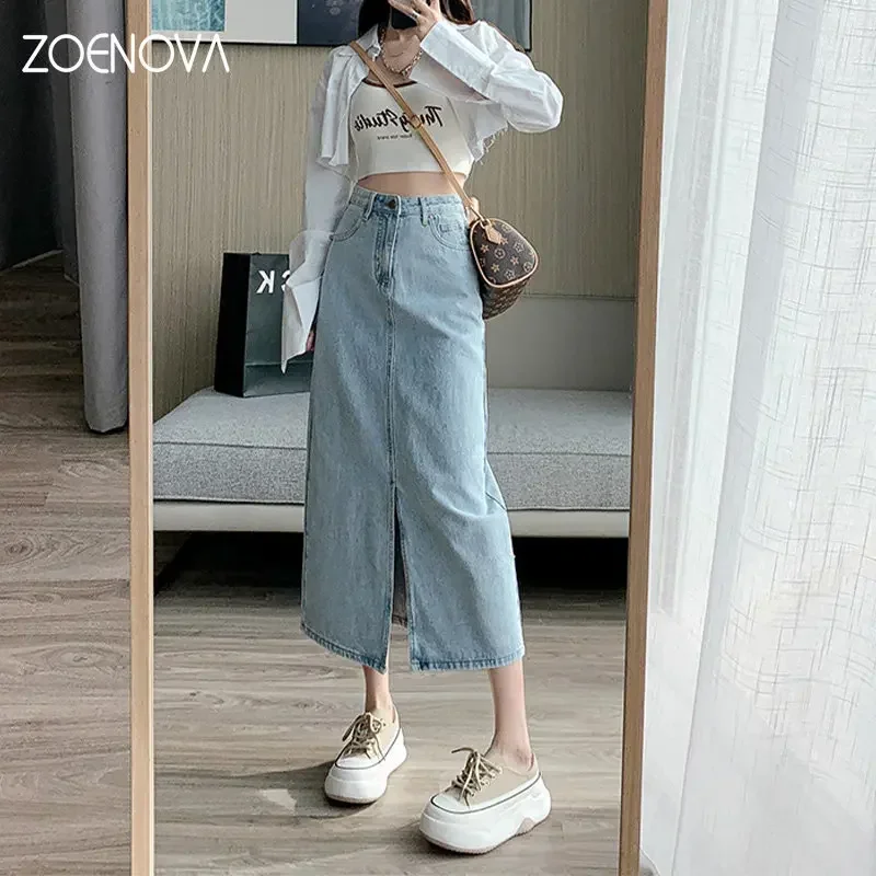 ZOENOVA High Waisted Women New 2023 Y2k Fashion Summer Casual Solid Denim Chic Basics Vintage Light Blue Streetwear Split Skirt
ZOENOVA High Waisted Women New 2023 Y2k Fashion Summer Casual Solid Denim Chic Basics Vintage Light Blue Streetwear Split Skirt