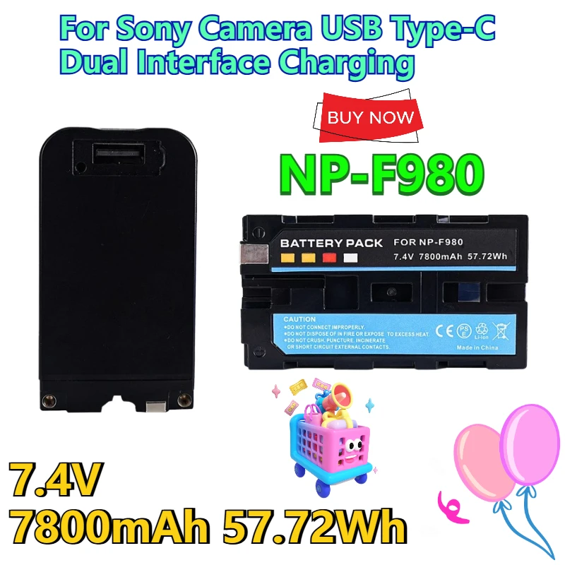 7.4V 7800mAh 57.72Wh NP-F980 Battery For Sony Camera USB Type-C Dual Interface Charging
7.4V 7800mAh 57.72Wh NP-F980 Battery For Sony Camera USB Type-C Dual Interface Charging