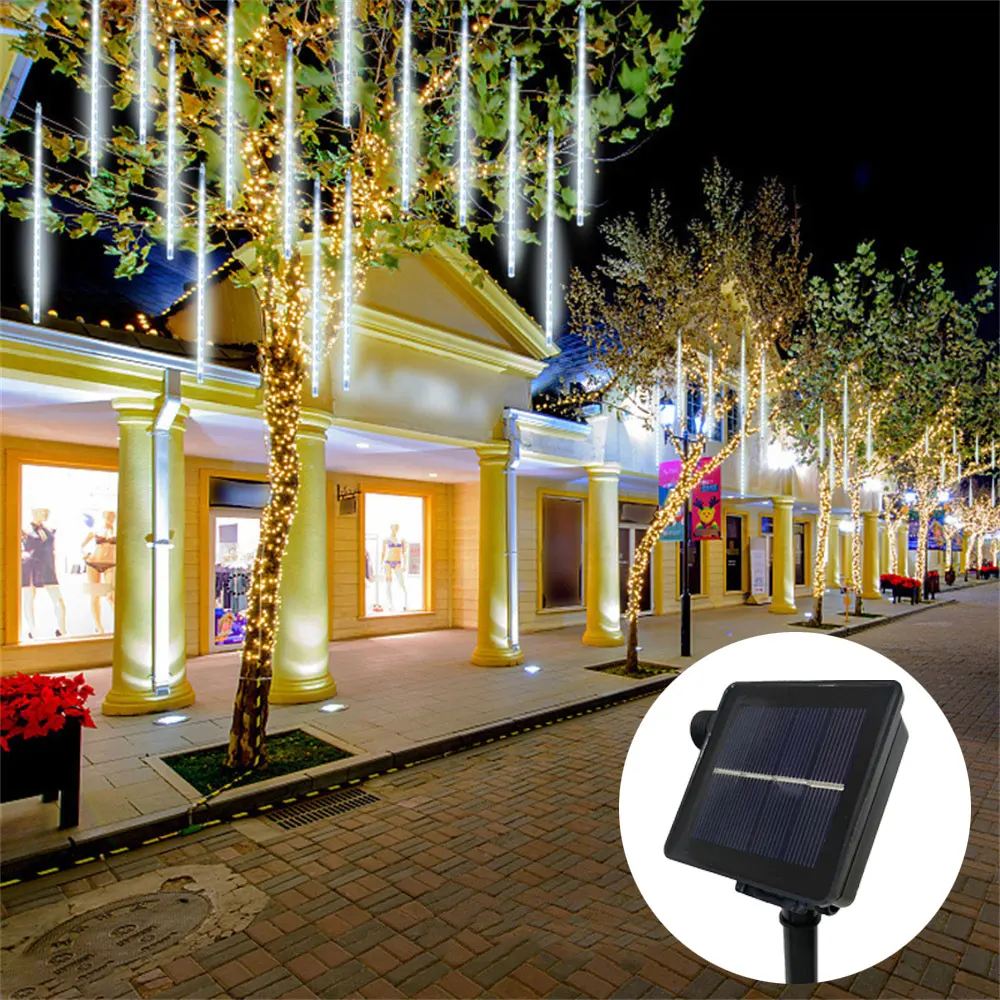 Meteor Shower Lights Solar Outdoor Falling Rain Drop Lights Snow Cascading Xmas Lights Tree Wedding Party Garden Eave Decoration
Meteor Shower Lights Solar Outdoor Falling Rain Drop Lights Snow Cascading Xmas Lights Tree Wedding Party Garden Eave Decoration