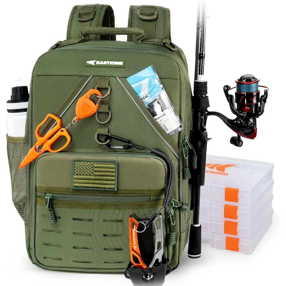 Waterproof Fishing Tackle Backpack with Rod Holder 4 Trays 40L Storage Gear
Waterproof Fishing Tackle Backpack with Rod Holder 4 Trays 40L Storage Gear