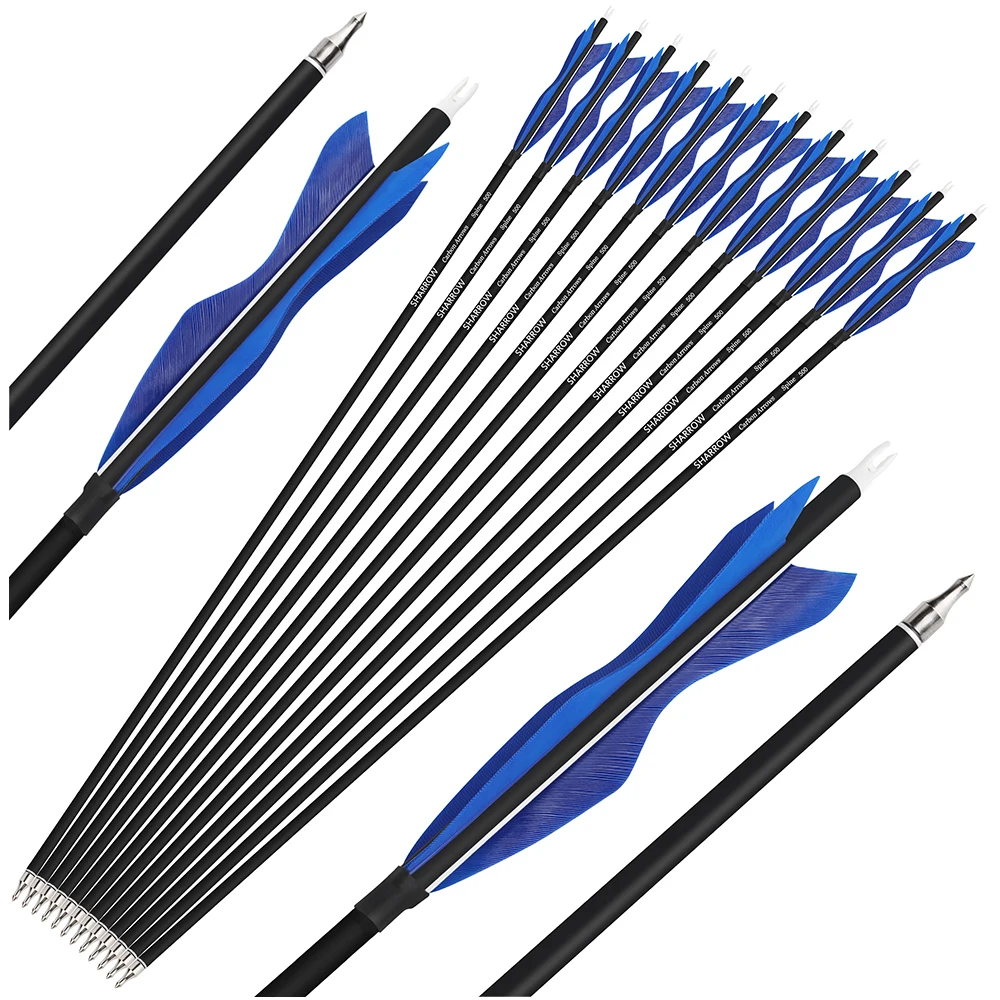 6/12PCS Archery Carbon Arrows 28" 30" 31" with Natural Feathers Spine 500 Arrows for Traditional Bow Hunting & Target Shooting
6/12PCS Archery Carbon Arrows 28" 30" 31" with Natural Feathers Spine 500 Arrows for Traditional Bow Hunting & Target Shooting