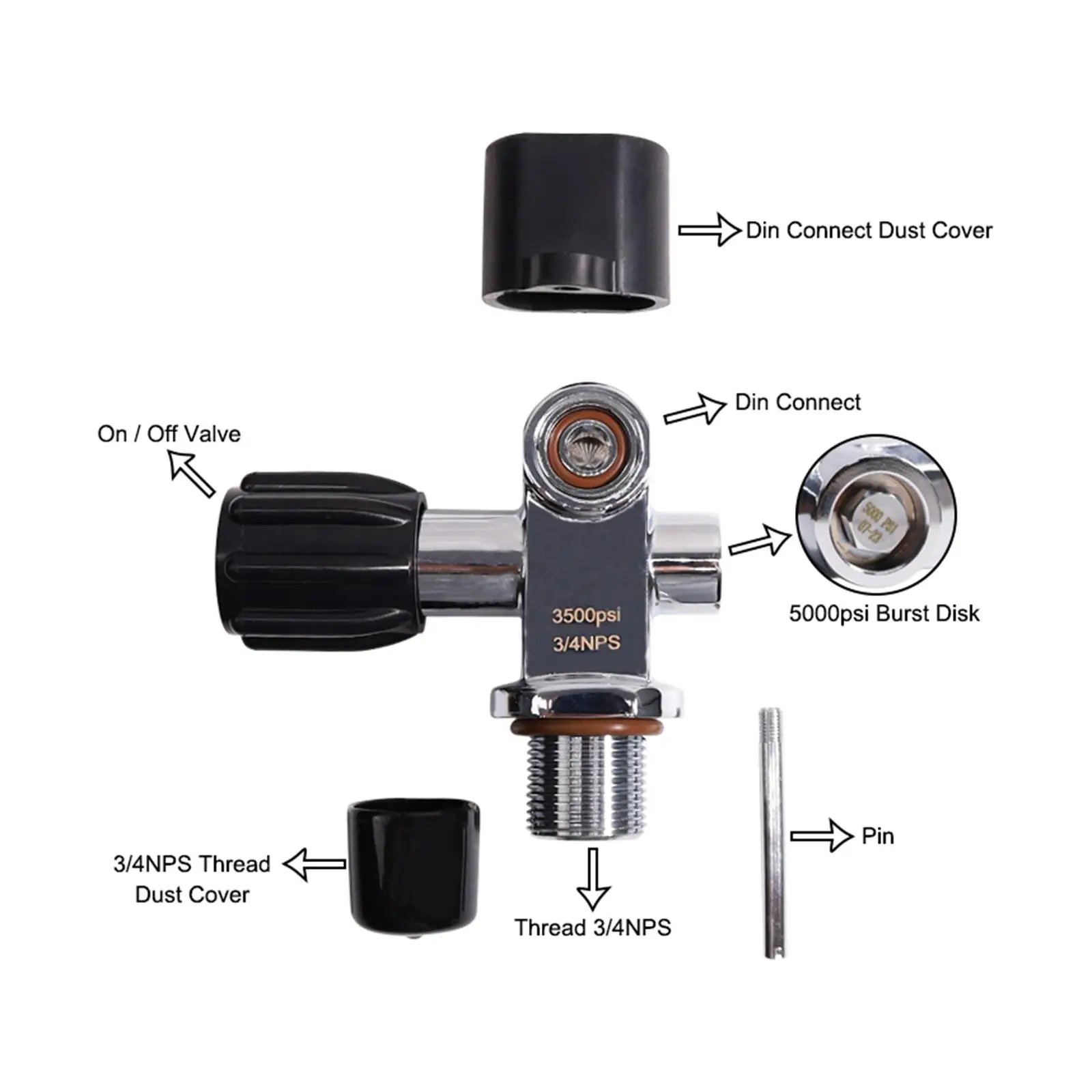Diving Cylinder Valve Diving Tank Cylinder Valve 3/4nps Accessories Copper 3500PSI Diving Bottle Valve Tool for Dive Underwater
Diving Cylinder Valve Diving Tank Cylinder Valve 3/4nps Accessories Copper 3500PSI Diving Bottle Valve Tool for Dive Underwater
