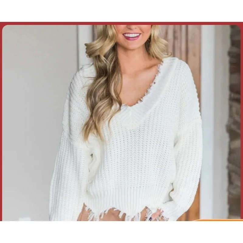 Shoulder Bared Loose Knitted Sweater Deep V Neck Tassel Detail Street Style Trendy Top for Women Comfortable Medium Weight Lo...
Shoulder Bared Loose Knitted Sweater Deep V Neck Tassel Detail Street Style Trendy Top for Women Comfortable Medium Weight Lo...