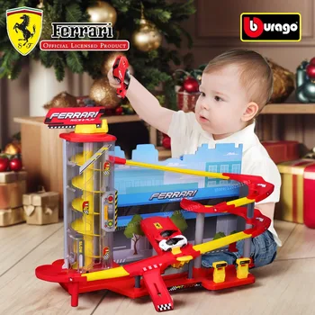 Bburago Ferrari Parking Tower Electric Elevator Play Set Christmas Railway Car Model Toy for Children Boy Xmas New Year Gift