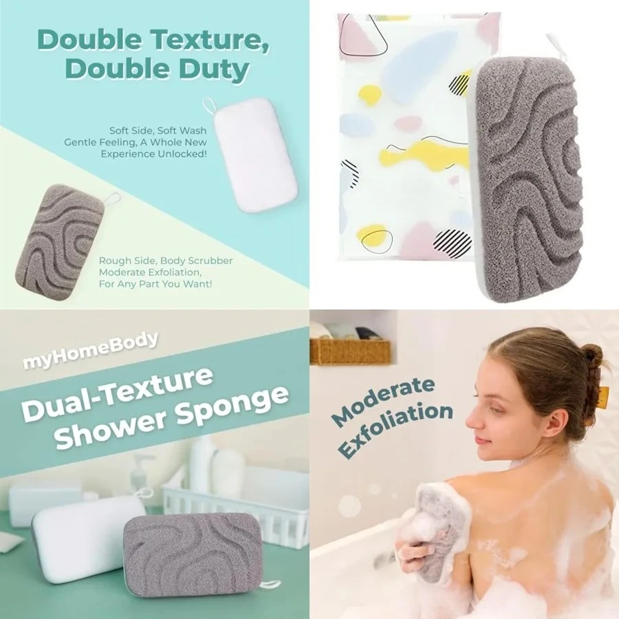 Dual-Texture Shower Sponge, Beauty Body Scrubber Exfoliator for Women, Exfoliating Loofah for Men, 1pc
Dual-Texture Shower Sponge, Beauty Body Scrubber Exfoliator for Women, Exfoliating Loofah for Men, 1pc