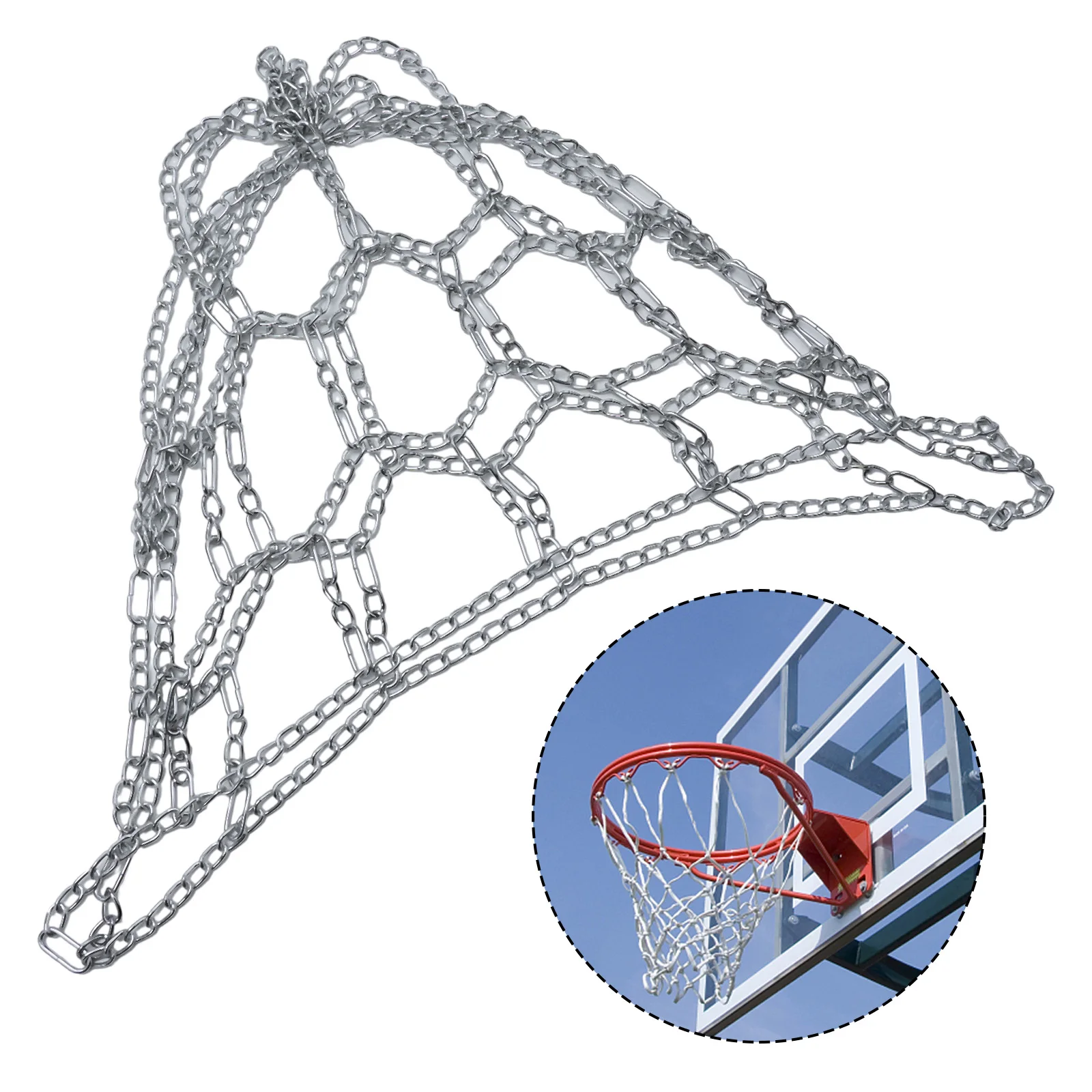 Metal Basketball Net Chain Net Sports Basket Frame Two-color Net All-weather Basketball Hoop Basket Net Indoor And Outdoor Gener
Metal Basketball Net Chain Net Sports Basket Frame Two-color Net All-weather Basketball Hoop Basket Net Indoor And Outdoor Gener