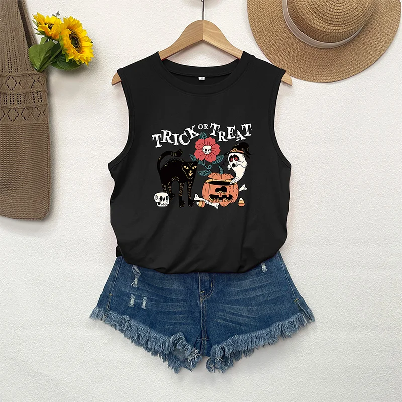 Halloween Black Cat Tank Top Art Printed Sleeveless T-shirt for Women, Fashionable and Casual Retro Top
Halloween Black Cat Tank Top Art Printed Sleeveless T-shirt for Women, Fashionable and Casual Retro Top
