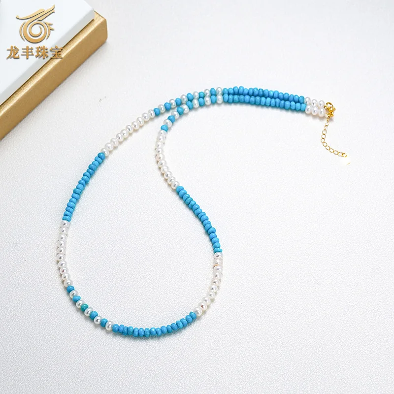18k Gold Necklace Natural Turquoise Gemstone Pearl Women's National Style Collarbone Chain
18k Gold Necklace Natural Turquoise Gemstone Pearl Women's National Style Collarbone Chain